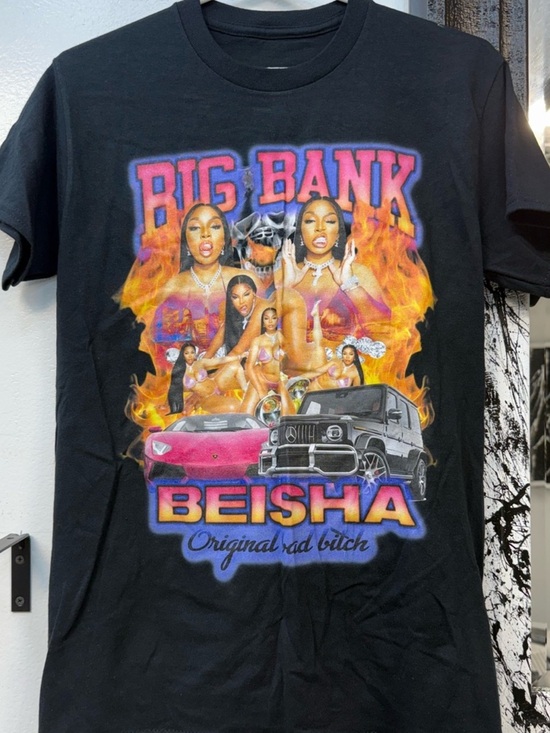 Tops - Big Bank Beisha Graphic Tee - Black with Multicolor Print